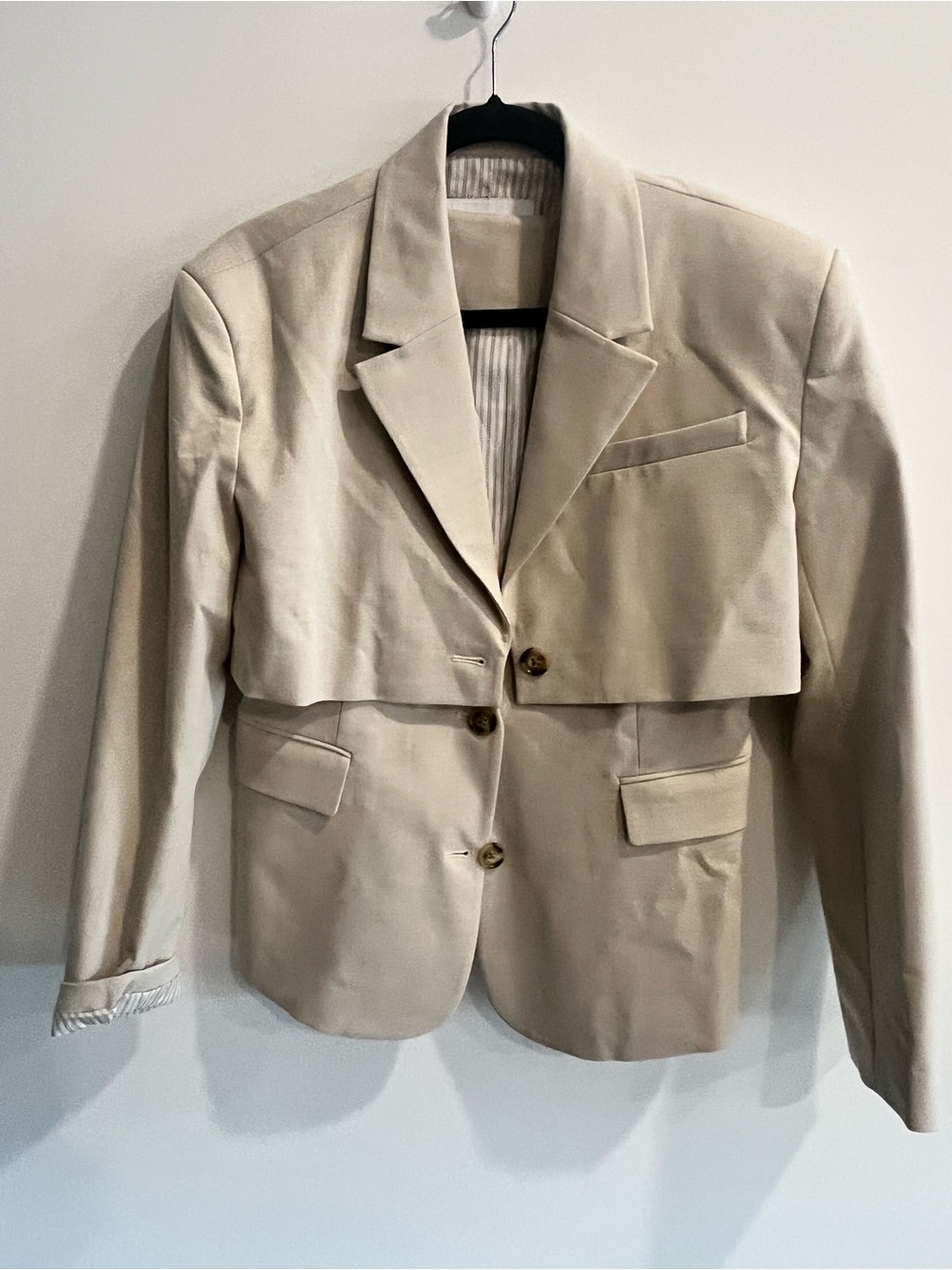 Urban Revivo Beige Cropped Layered Blazer Jacket - Women